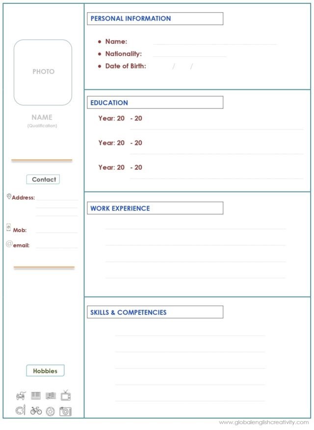 RESUME / CV / BIO-DATA - Global ENGLISH CREATIVITY