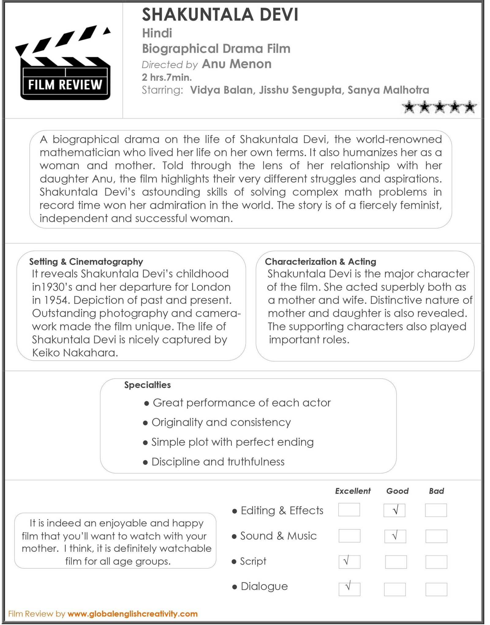 movie review format class 10